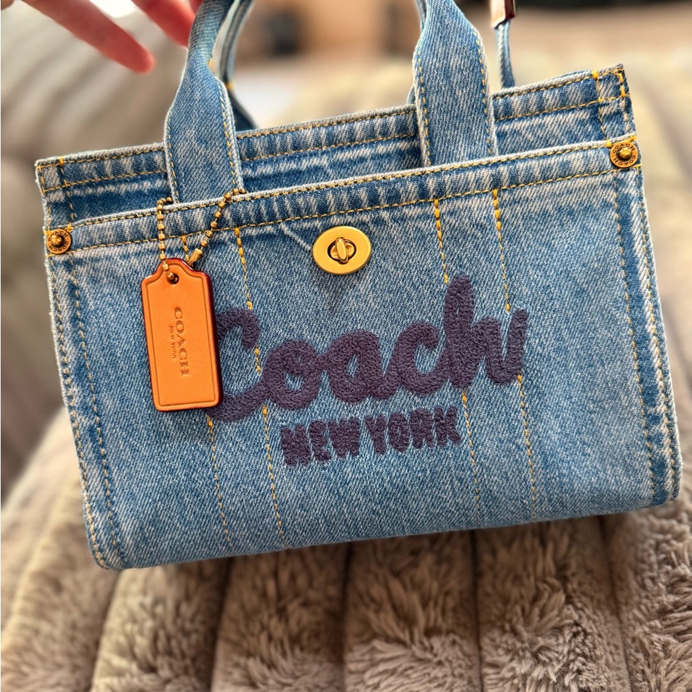 Coach Cargo 20 Blue Denim Tote Bag with Signature Hang Tag